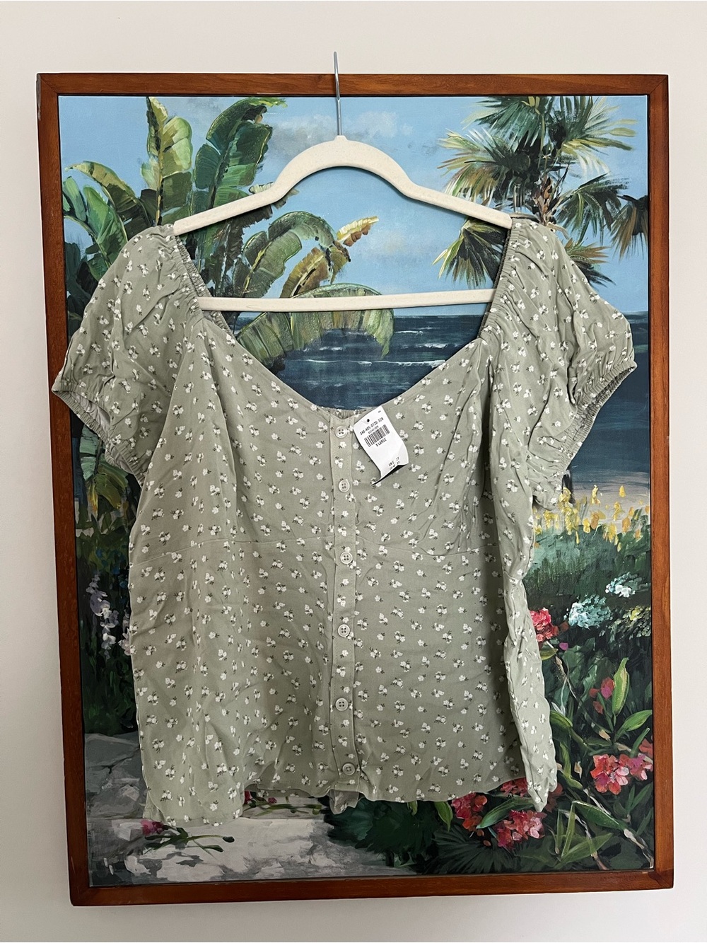 Hollister Sage Green Button-Front Women's Top